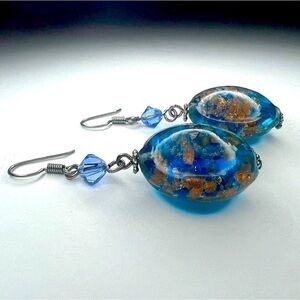 PASTIGLIA AURORA - BLUE MURANO GLASS EARRINGS - GENUINE MURANO GLASS FROM VENICE